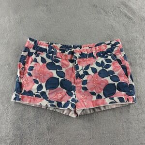 Gap Khakis Shorts Womens 10 Pink Blue White Floral City 3 Inch‎ Casual Pockets